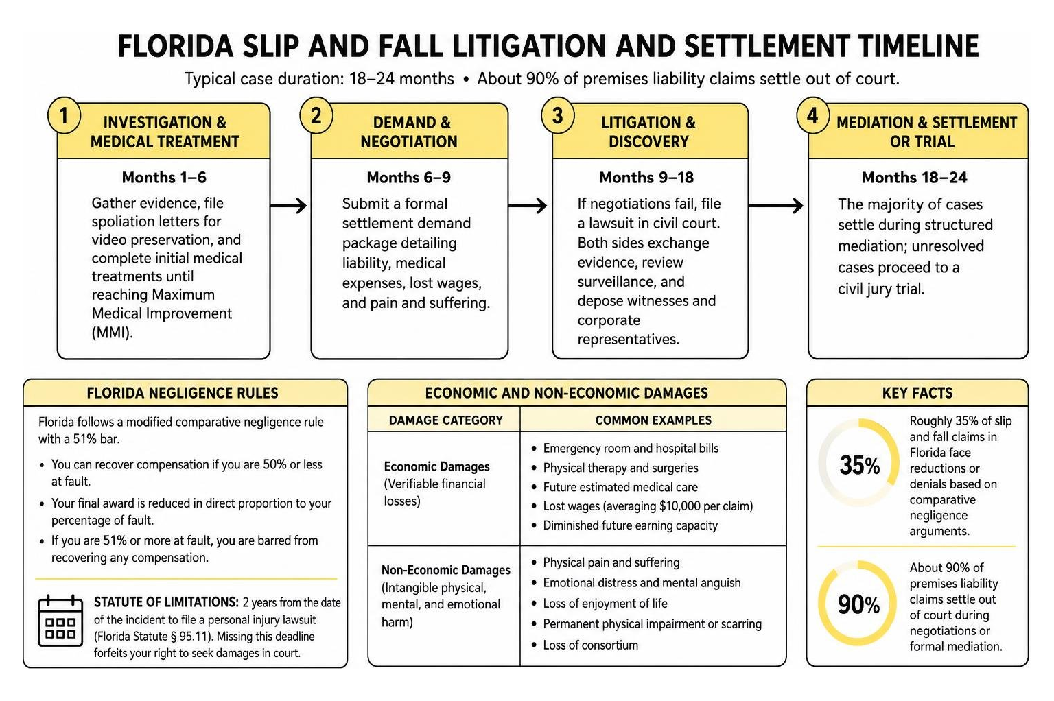 Florida slip and fall litigation and settlement timeline Florida slip and fall litigation and settlement timeline