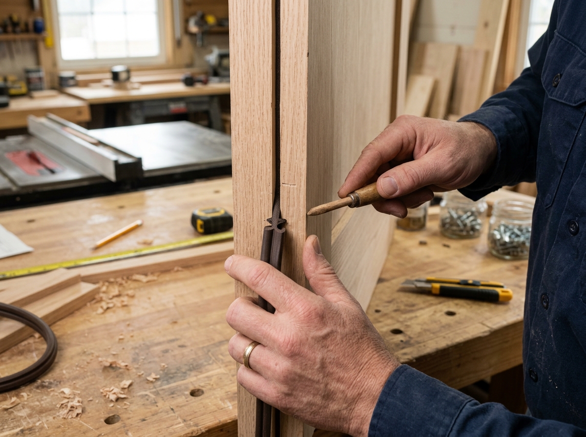 kerf strip installation on a modern door frame - Door frame insulation
