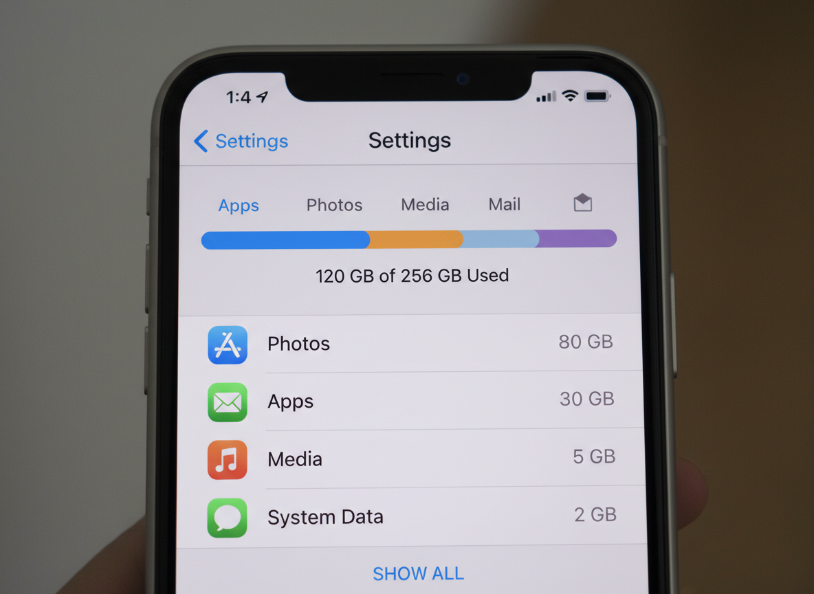 The iPhone Storage settings screen showing a colorful bar graph of usage - best way free iphone space The iPhone Storage settings screen showing a colorful bar graph of usage - best way free iphone space
