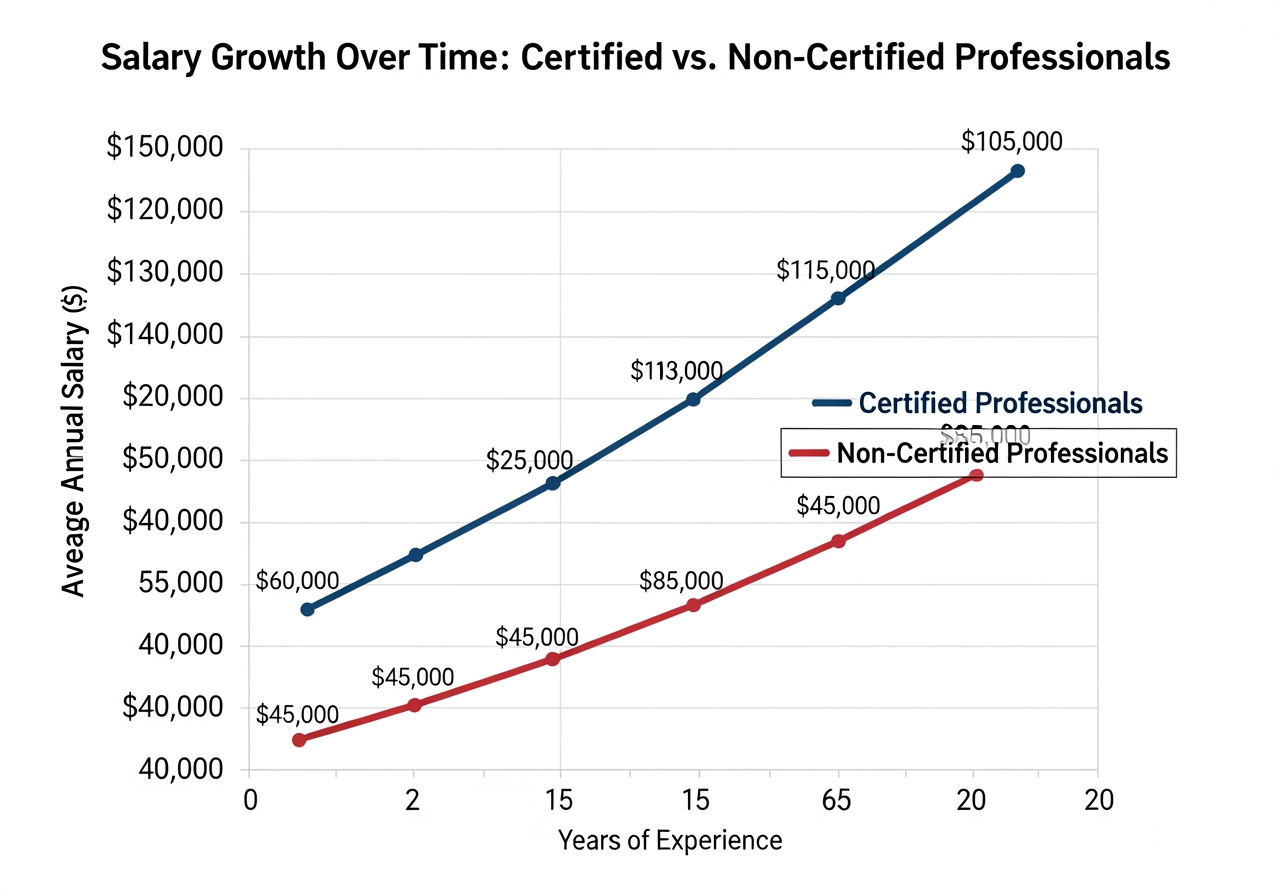 Graph showing salary growth with professional certification - Professional Certification
