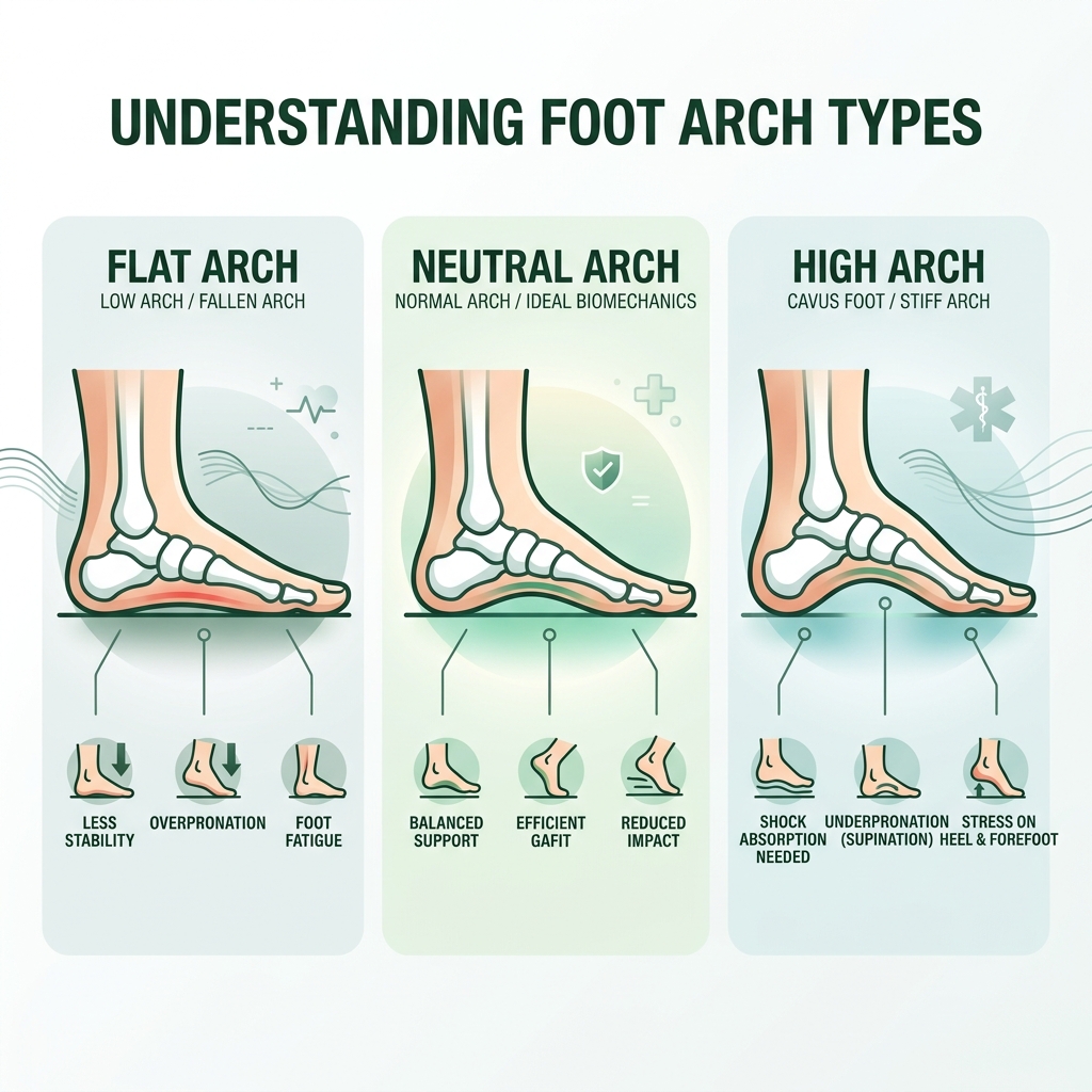 diagram showing flat arch vs neutral arch vs high arch foot types - best arch support inserts for flat feet infographic diagram showing flat arch vs neutral arch vs high arch foot types - best arch support inserts for flat feet infographic