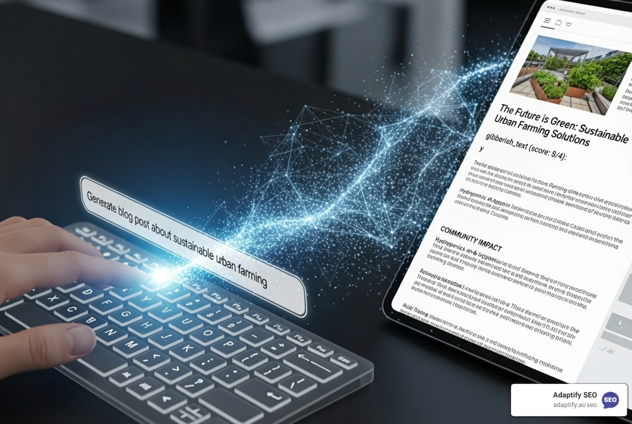 visualizing the process of a prompt turning into a blog post - ai blog content generator
