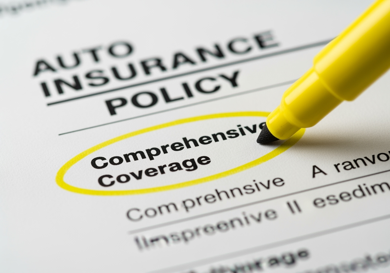 insurance policy document with the 'Comprehensive' section highlighted - does hail damage claim raise auto insurance rates