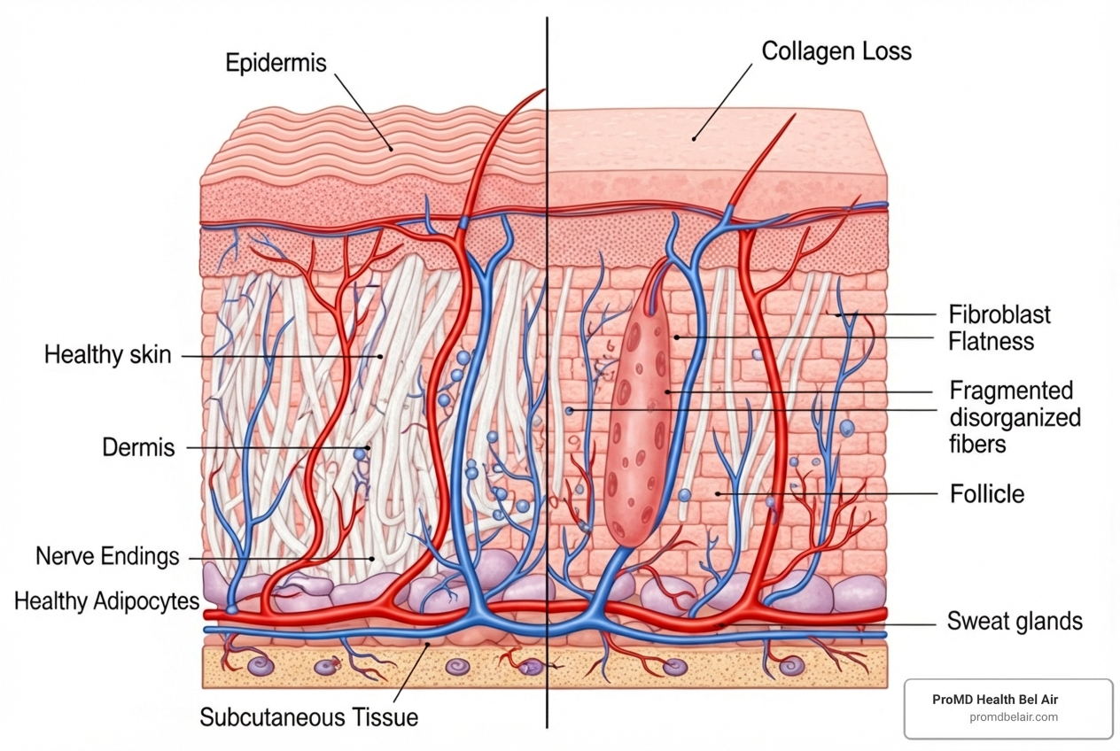 illustrating the layers of skin and how collagen loss affects texture - improve skin texture illustrating the layers of skin and how collagen loss affects texture - improve skin texture