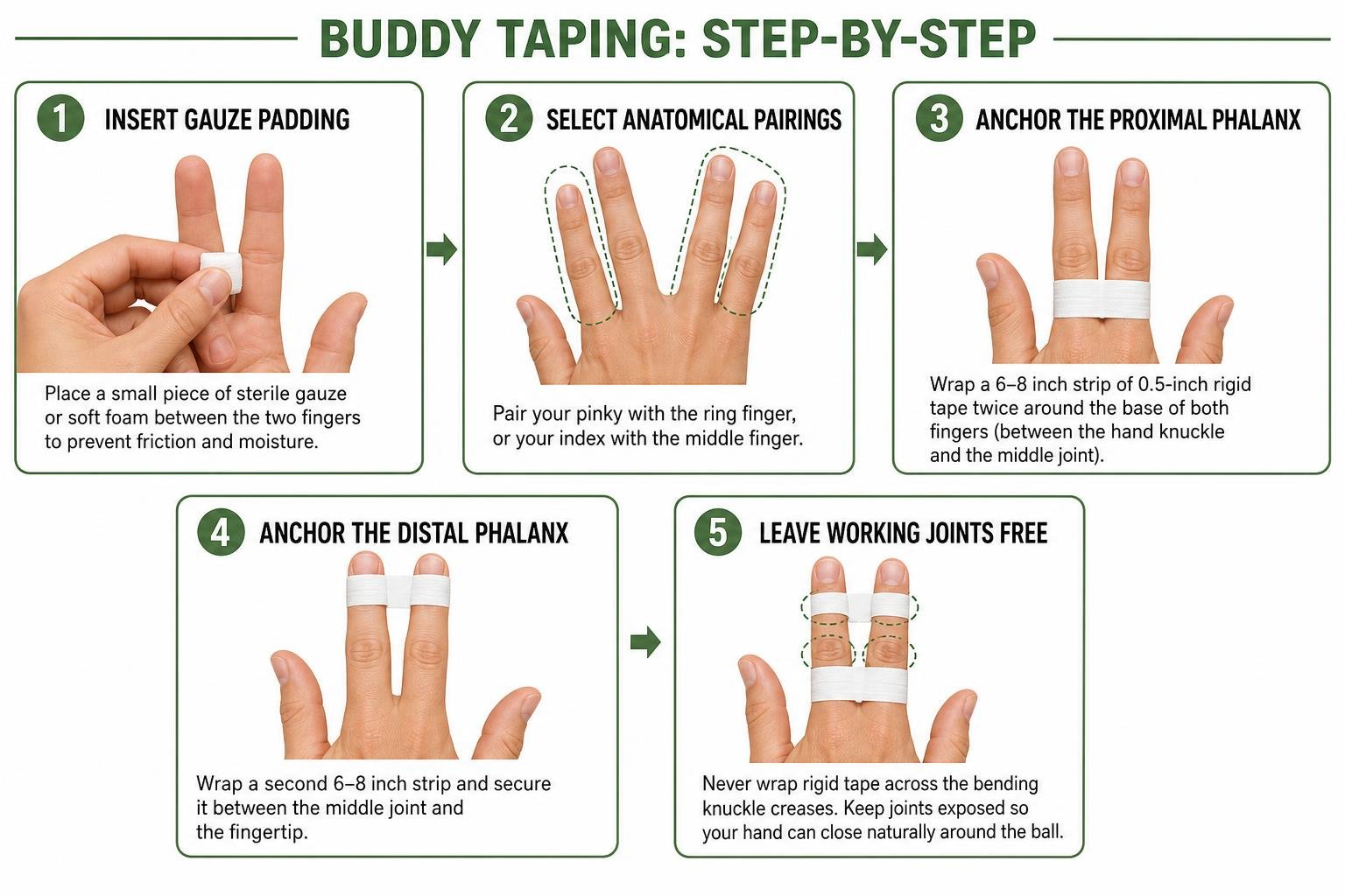 Buddy taping step by step sequence