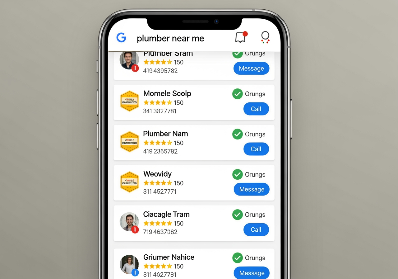 Google Local Services Ads at the top of a search result - Home service business marketing