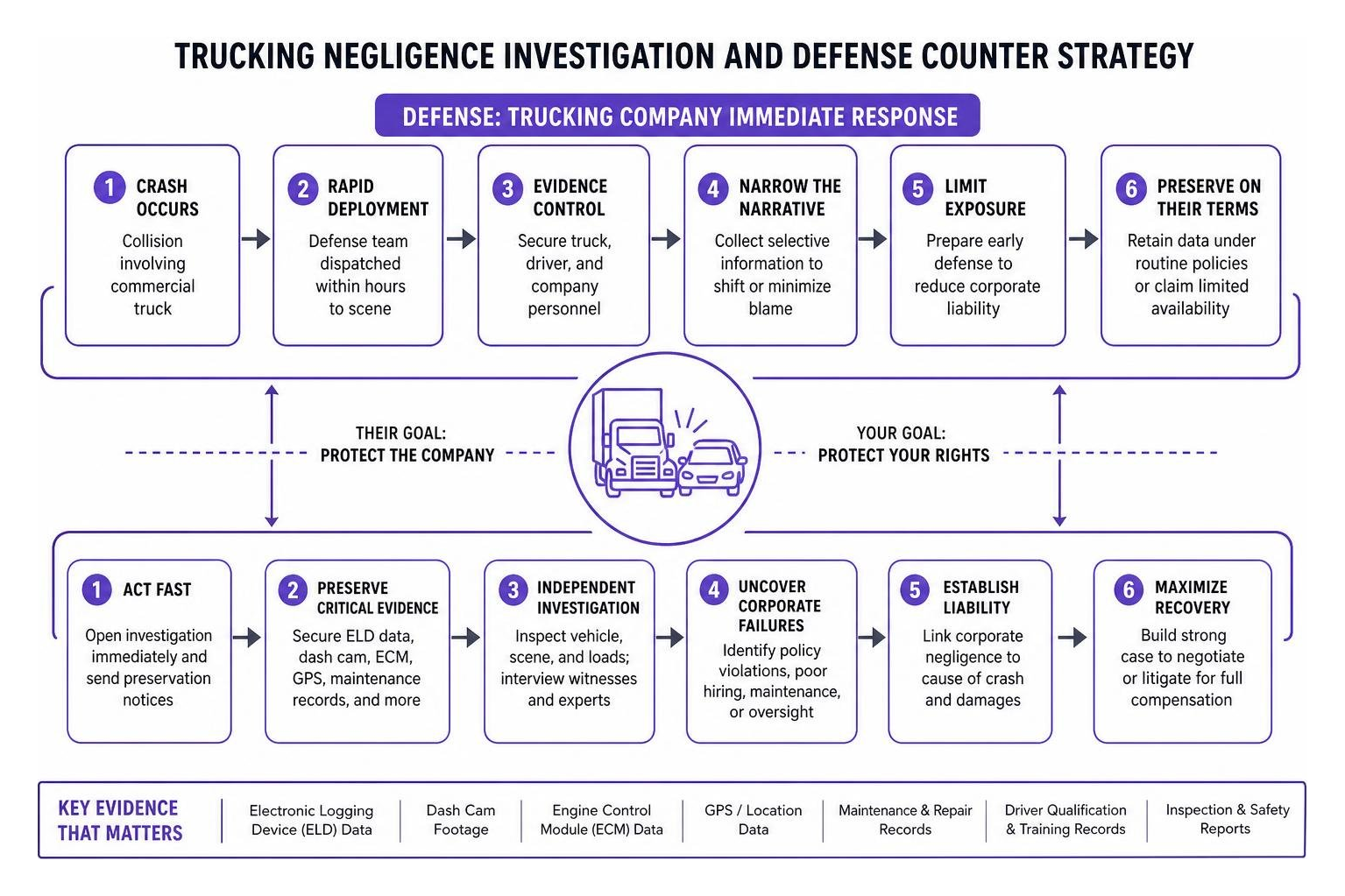 Trucking negligence investigation and defense counter strategy