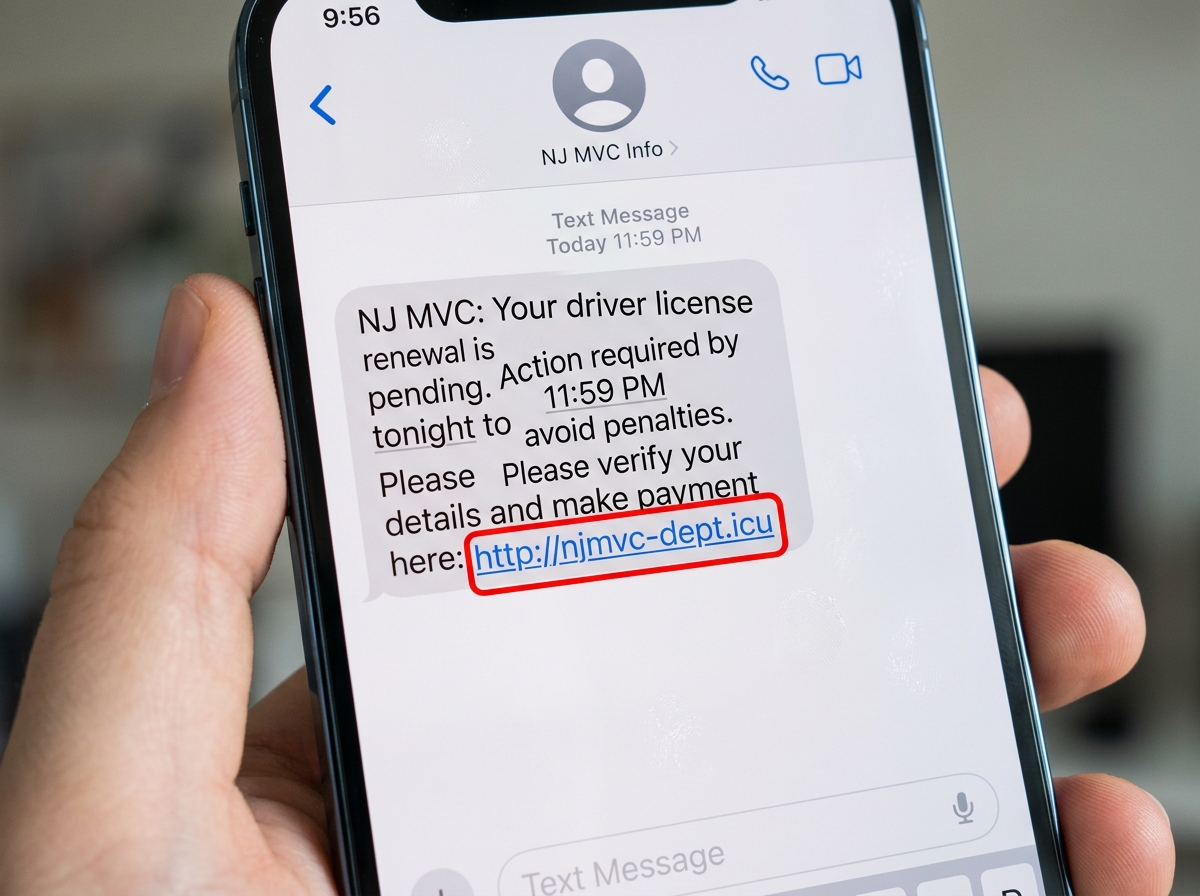 Fake URL structure mimicking official NJ MVC domains with .icu or .top extensions - njmvc scam