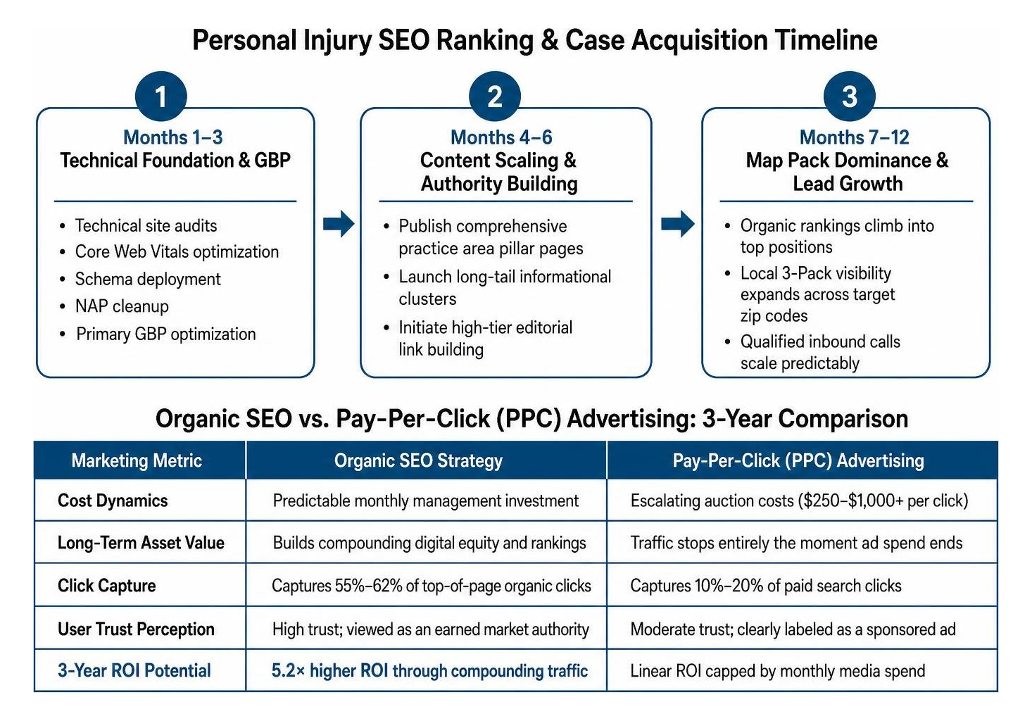 Personal injury SEO ranking and case acquisition timeline Personal injury SEO ranking and case acquisition timeline
