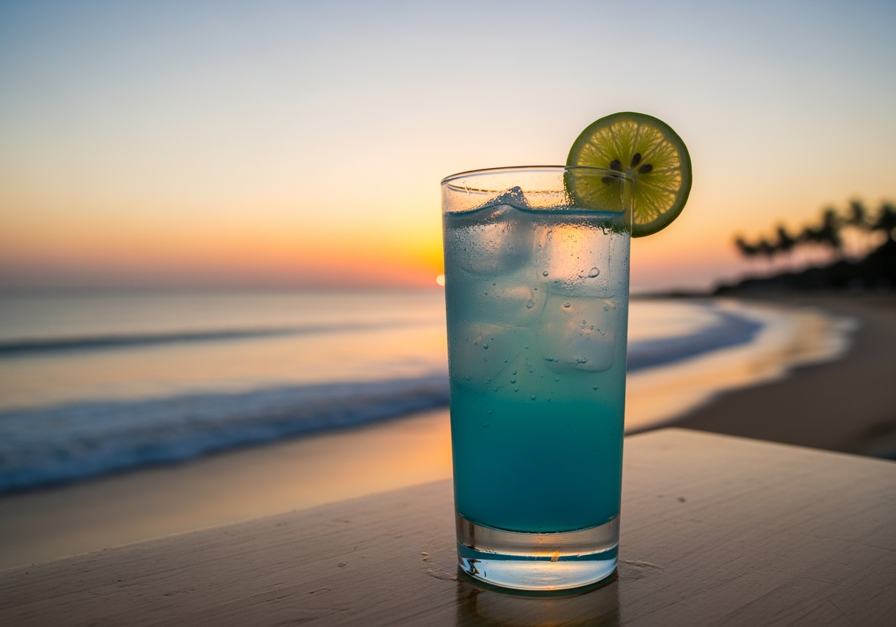 a calming, blue-colored THC drink by the ocean - top rated THC a calming, blue-colored THC drink by the ocean - top rated THC