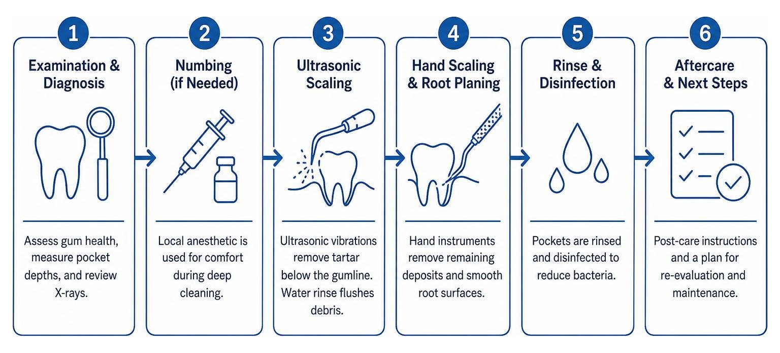 step by step clinical workflow of deep cleaning treatment