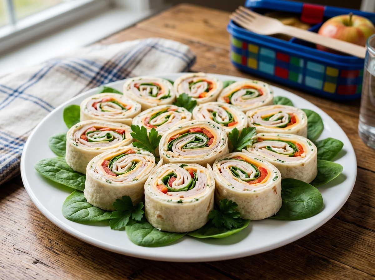 Turkey and cheese pinwheels for school lunch - time saving school lunches