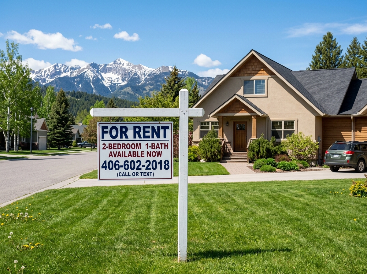 For rent sign with phone number 406-602-2018 in Bozeman Montana - best landlord credit check service