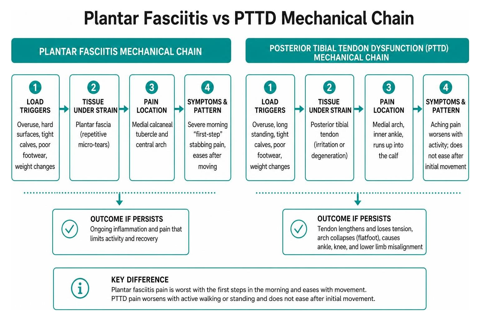 Plantar fasciitis vs PTTD mechanical chain