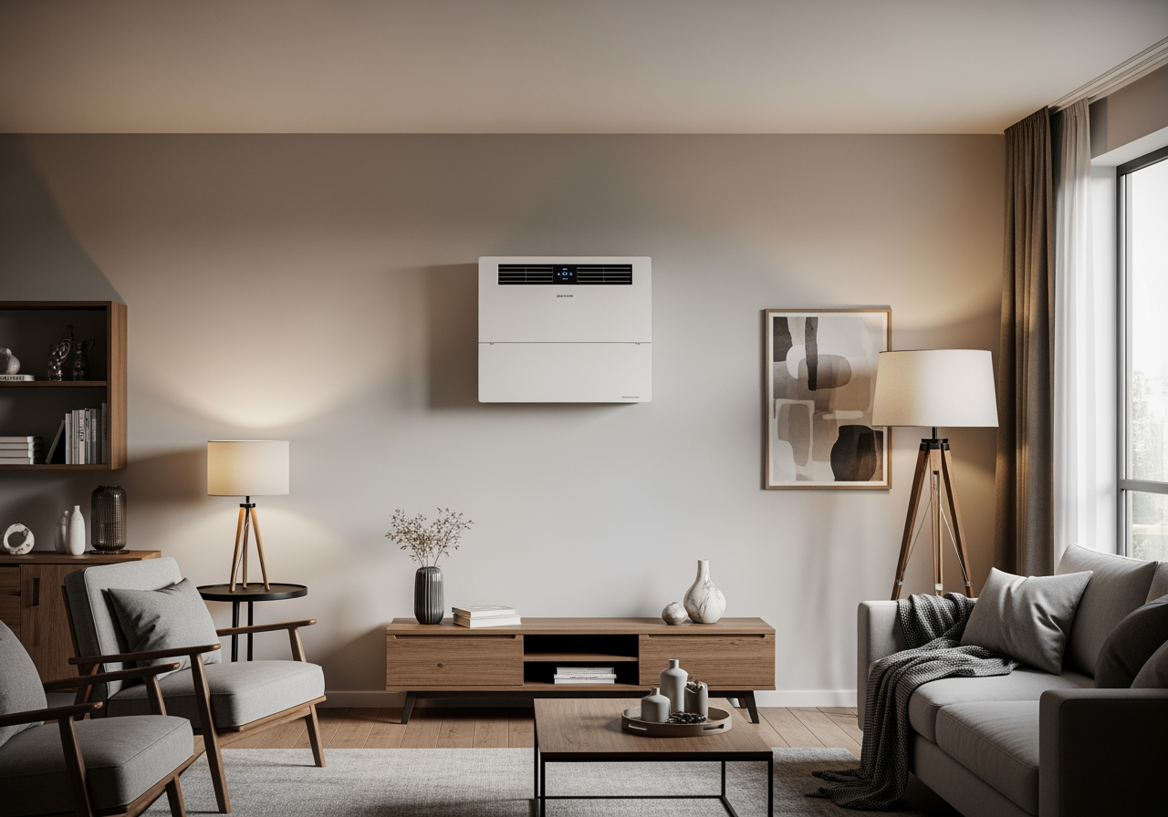 sleek, wall-mounted ductless mini-split unit in a a living room - energy efficient heat pump canajoharie sleek, wall-mounted ductless mini-split unit in a a living room - energy efficient heat pump canajoharie