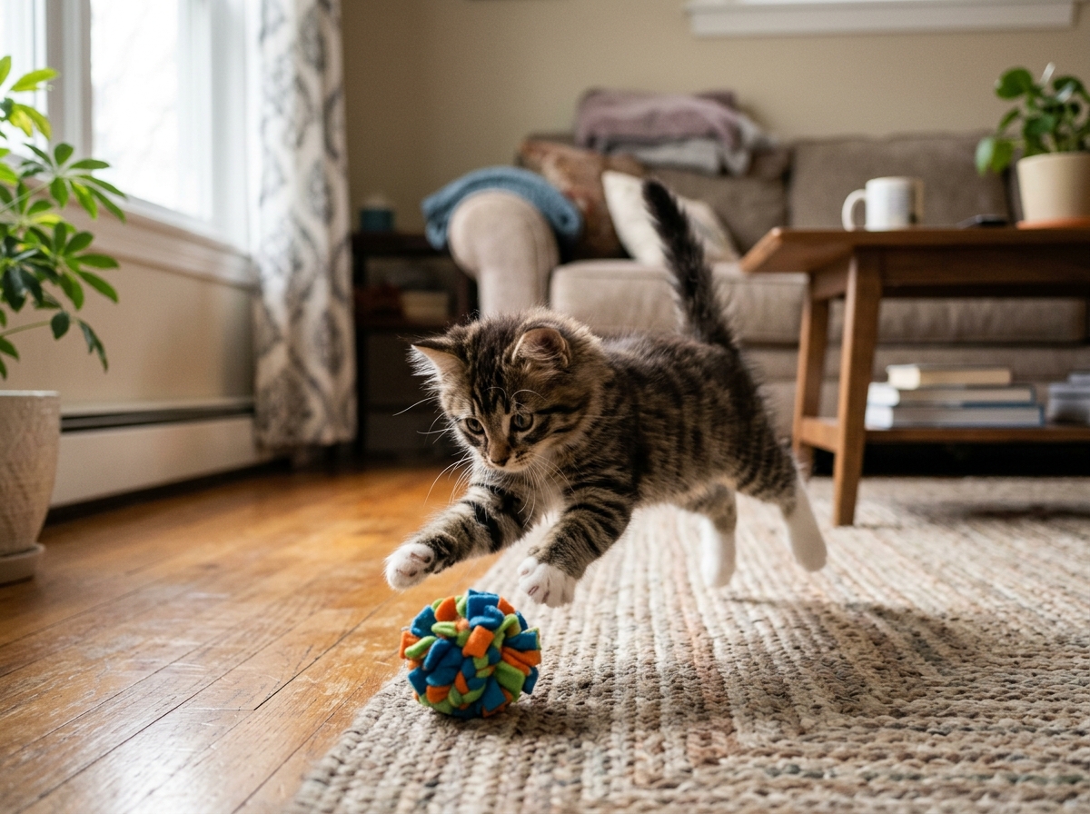 kitten pouncing on a homemade fleece toy - homemade cat toys for kittens kitten pouncing on a homemade fleece toy - homemade cat toys for kittens