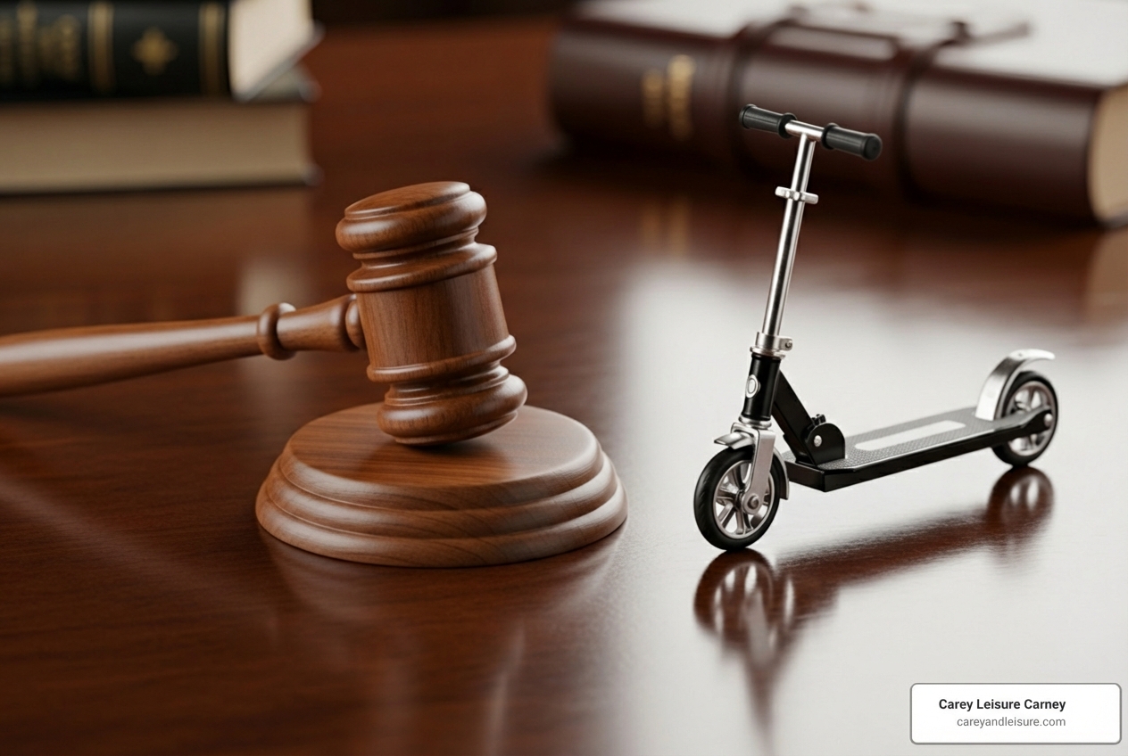 of a gavel and a toy scooter - Scooter accident lawyer of a gavel and a toy scooter - Scooter accident lawyer