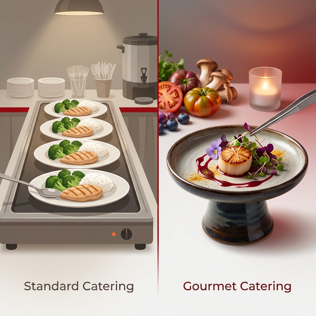 Key differences between standard and gourmet catering - cater infographic 