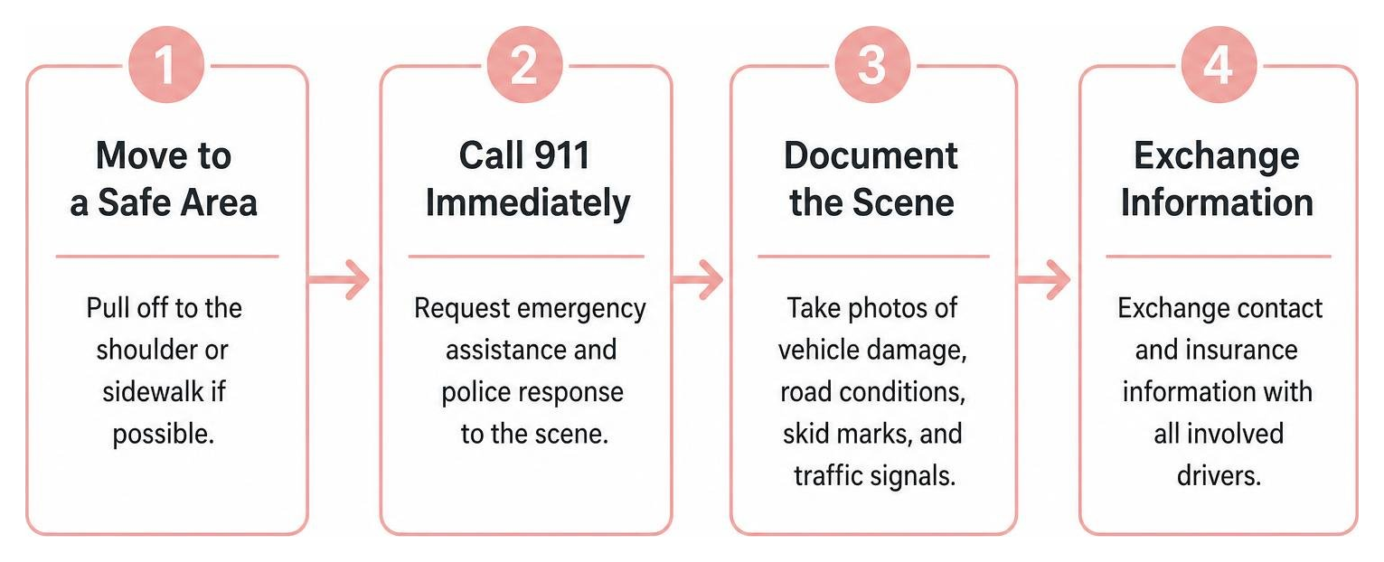Step-by-step sequence of actions following a car accident in Philadelphia Step-by-step sequence of actions following a car accident in Philadelphia
