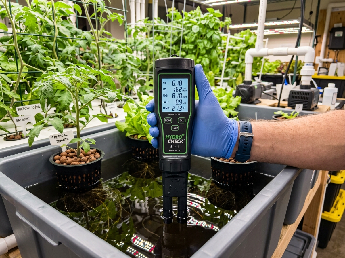 Digital 5-in-1 water tester measuring pH, EC, TDS, salinity, and temperature - ph meter for hydroponics Digital 5-in-1 water tester measuring pH, EC, TDS, salinity, and temperature - ph meter for hydroponics