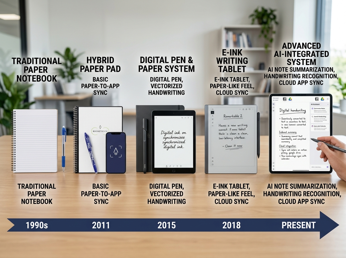 Evolution of smart notebooks from basic pads to AI-integrated systems - app sync handwriting notebook