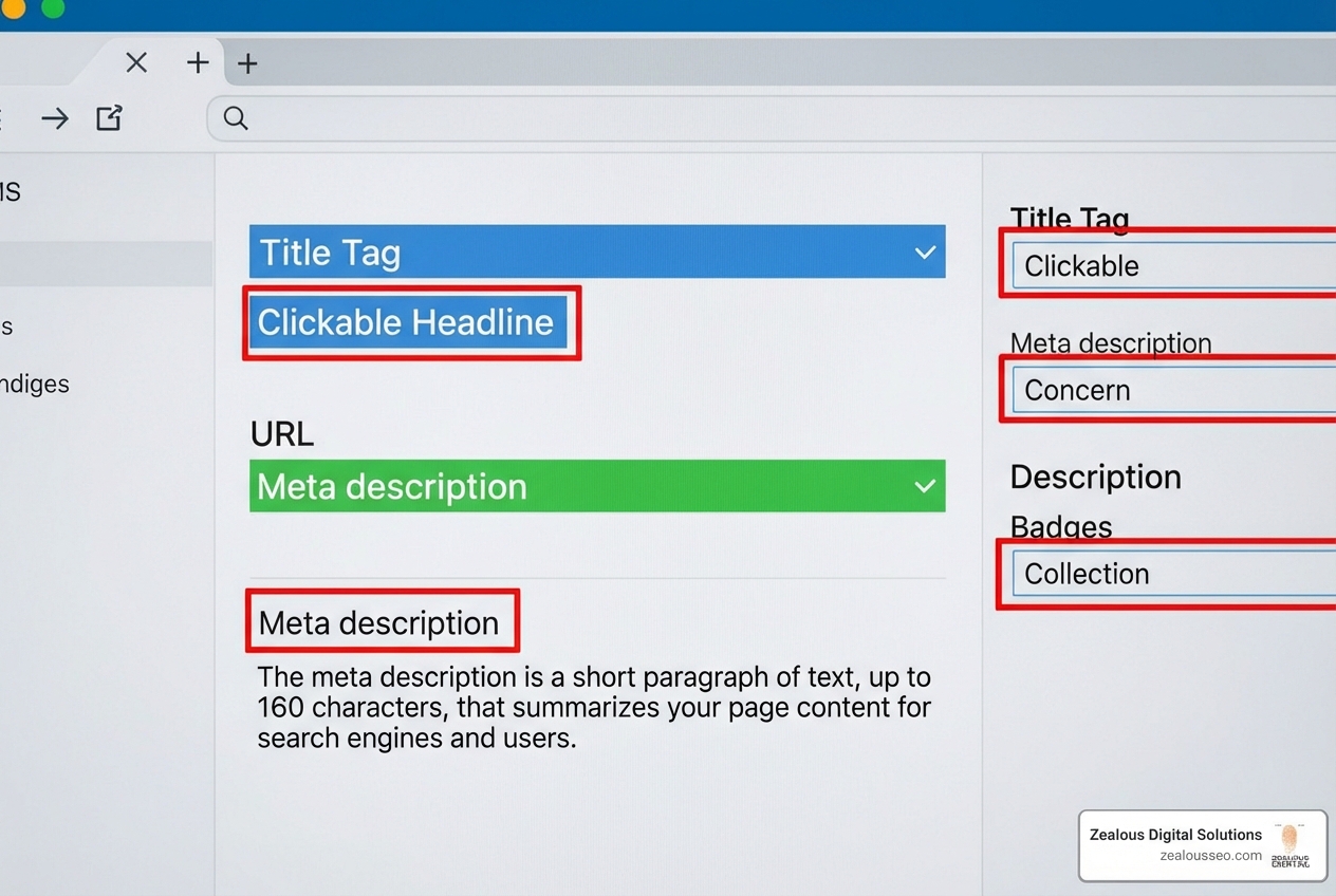 Image showing a website's on-page SEO elements like title tags and meta descriptions - B2C SEO strategy