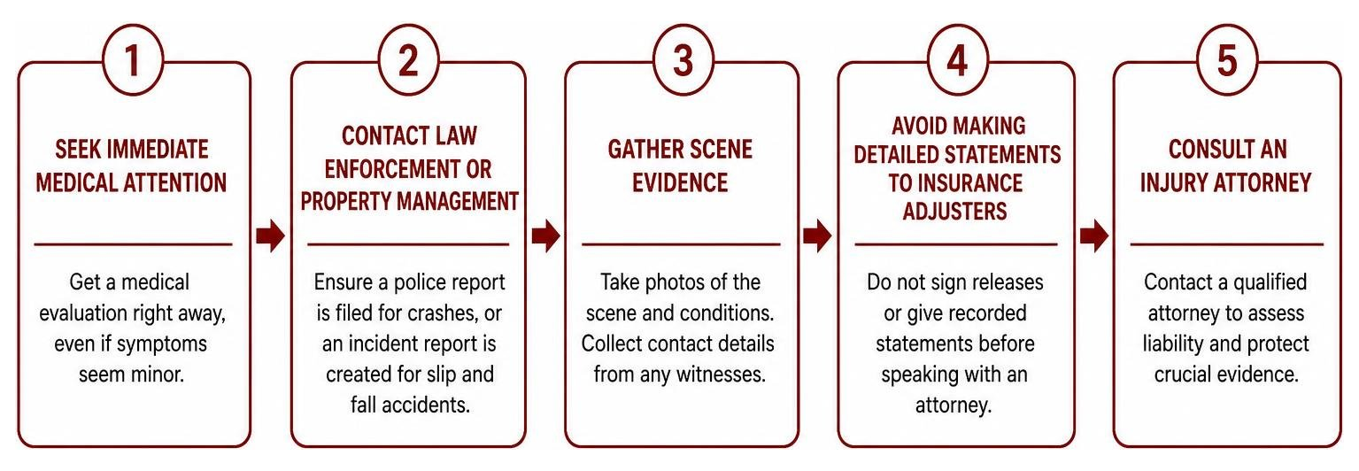 Steps to take immediately following an injury incident Steps to take immediately following an injury incident