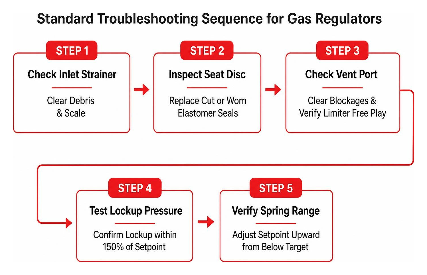 Standard troubleshooting sequence for gas regulators Standard troubleshooting sequence for gas regulators