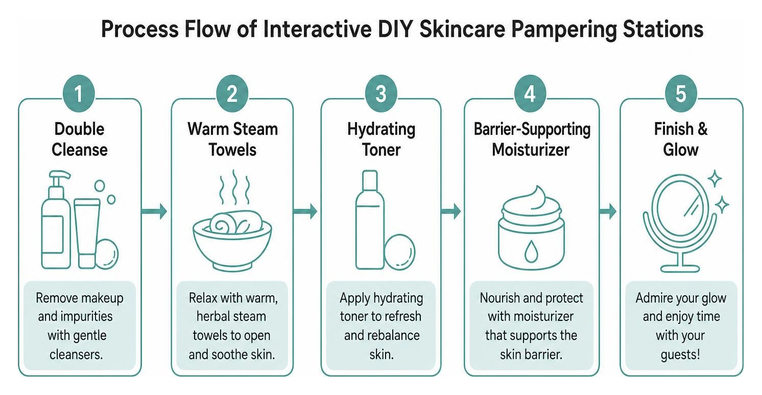 Process flow of interactive DIY skincare pampering stations