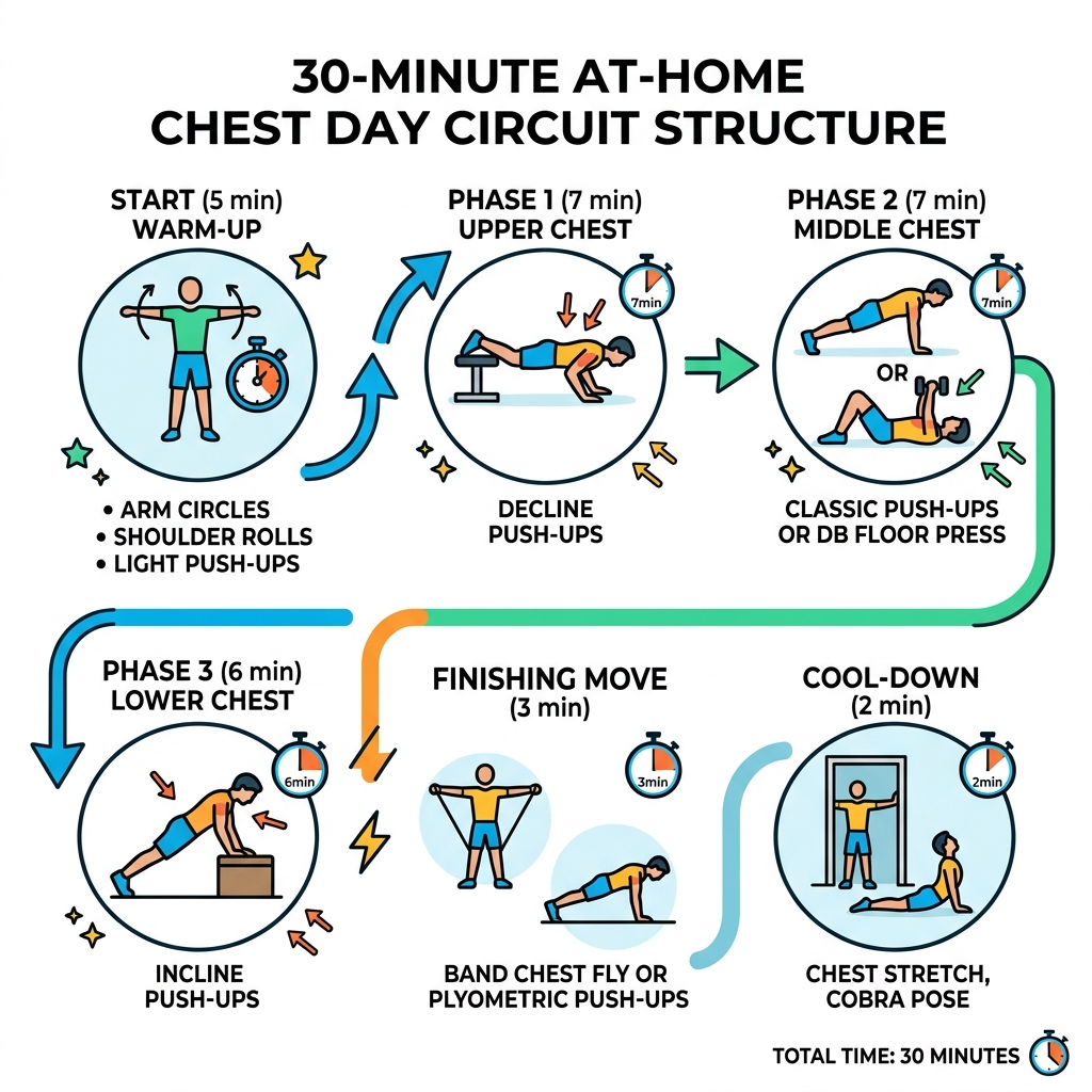30-minute at home chest day circuit structure with warm-up, upper/middle/lower chest phases, and cool-down - at home chest 30-minute at home chest day circuit structure with warm-up, upper/middle/lower chest phases, and cool-down - at home chest