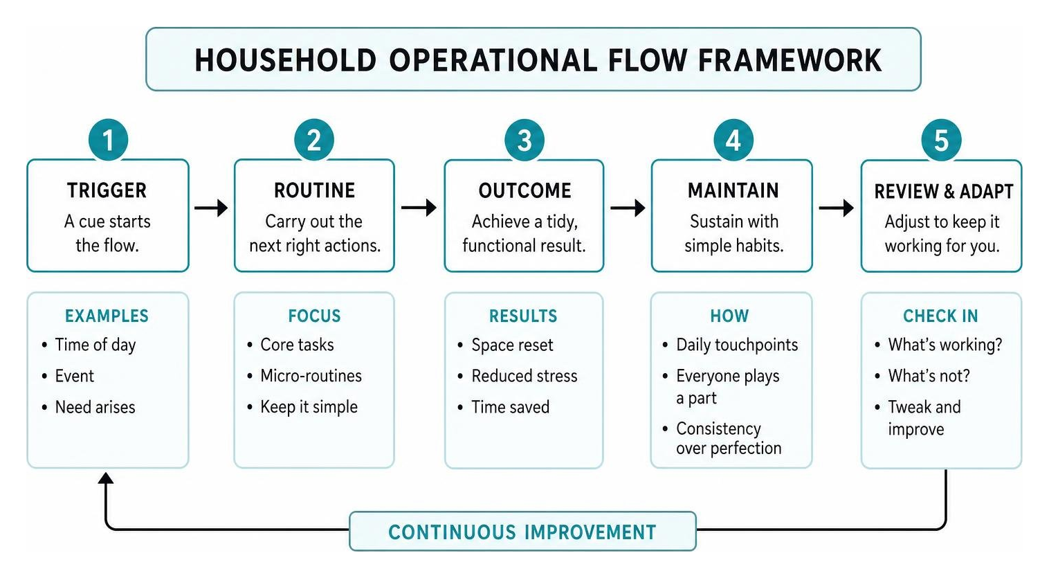 household operational flow framework diagram