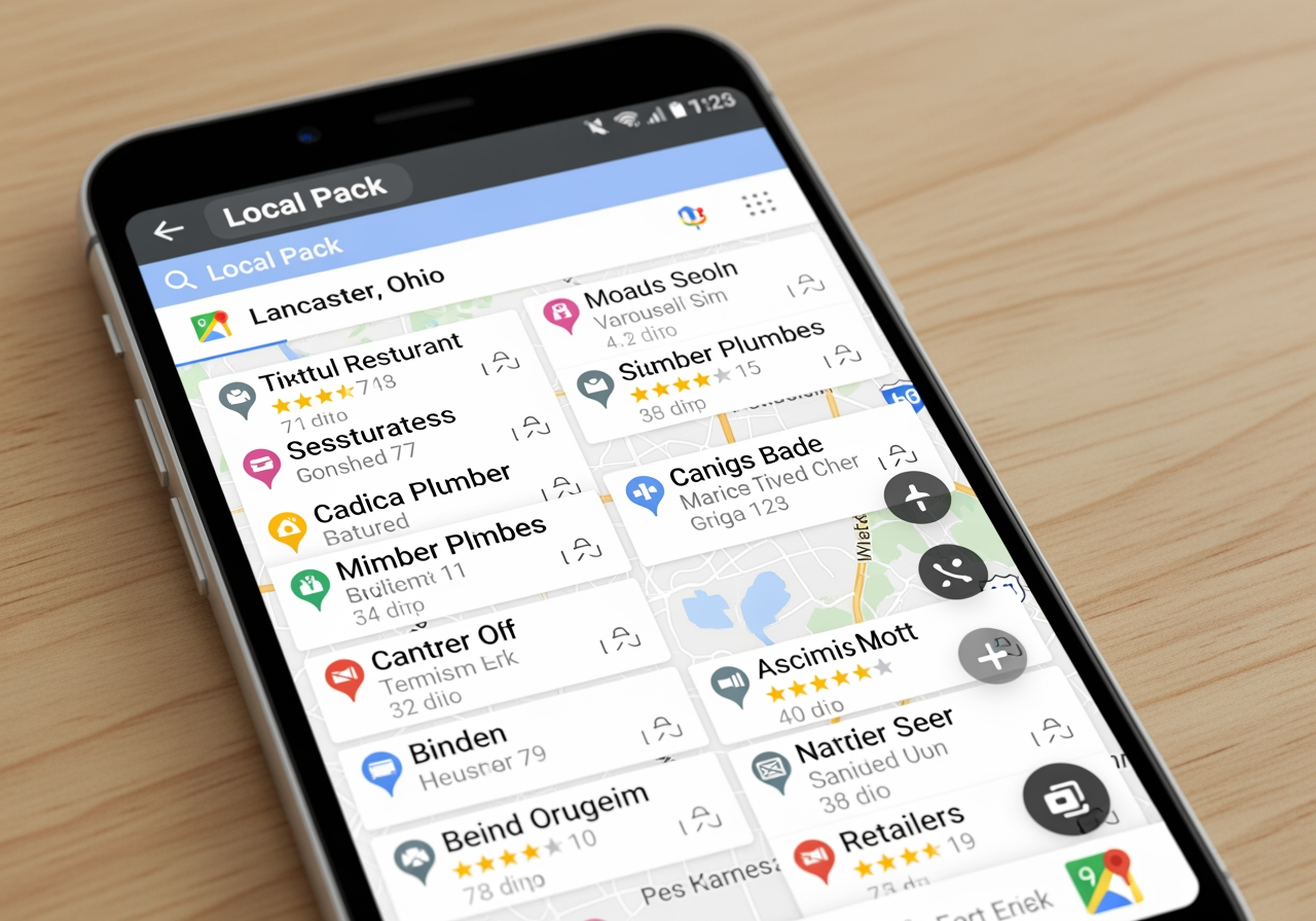 Local Google Maps search result for businesses in Lancaster Ohio - seo services Lancaster Ohio