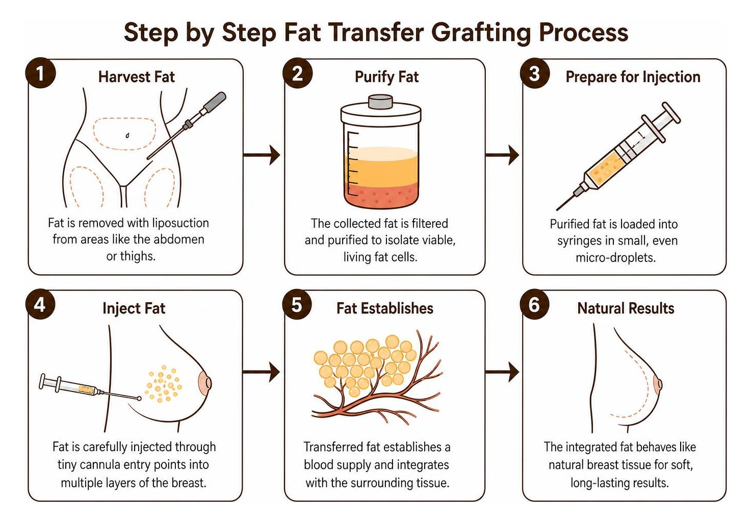 Step by step fat transfer grafting process