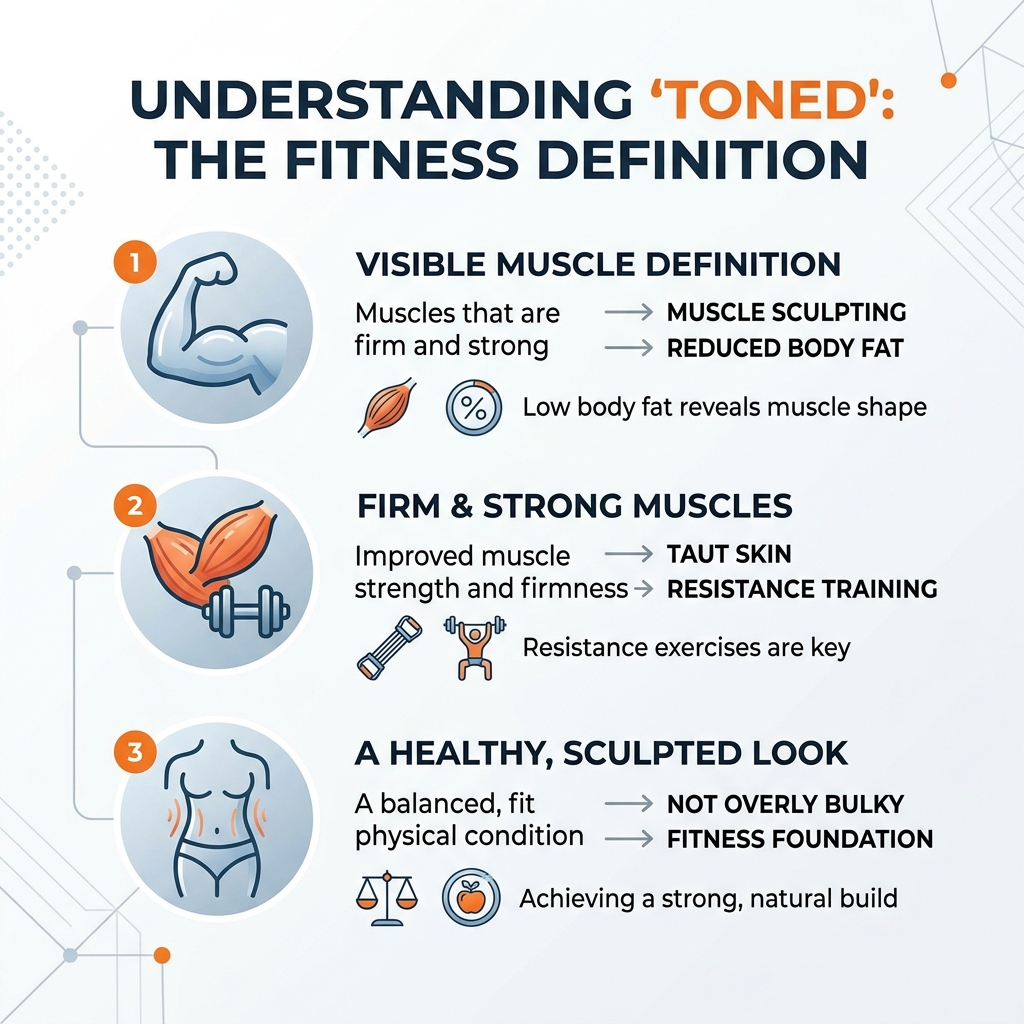 Infographic on the fitness definition of toned - toned definition infographic 
