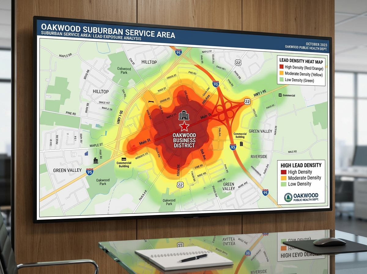 Service area heat map showing lead density - digital marketing for home services Service area heat map showing lead density - digital marketing for home services