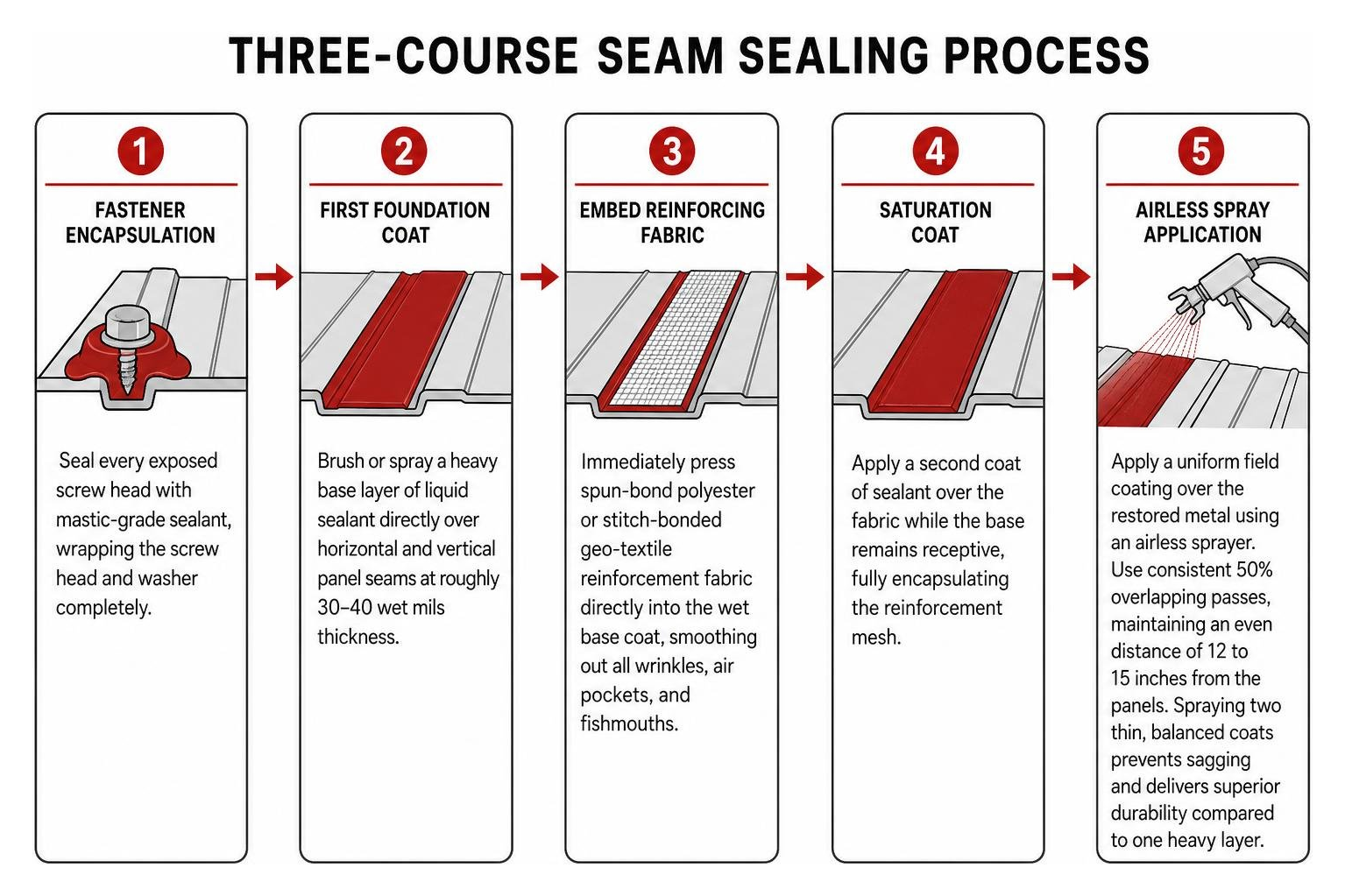 Three-course seam sealing process diagram Three-course seam sealing process diagram