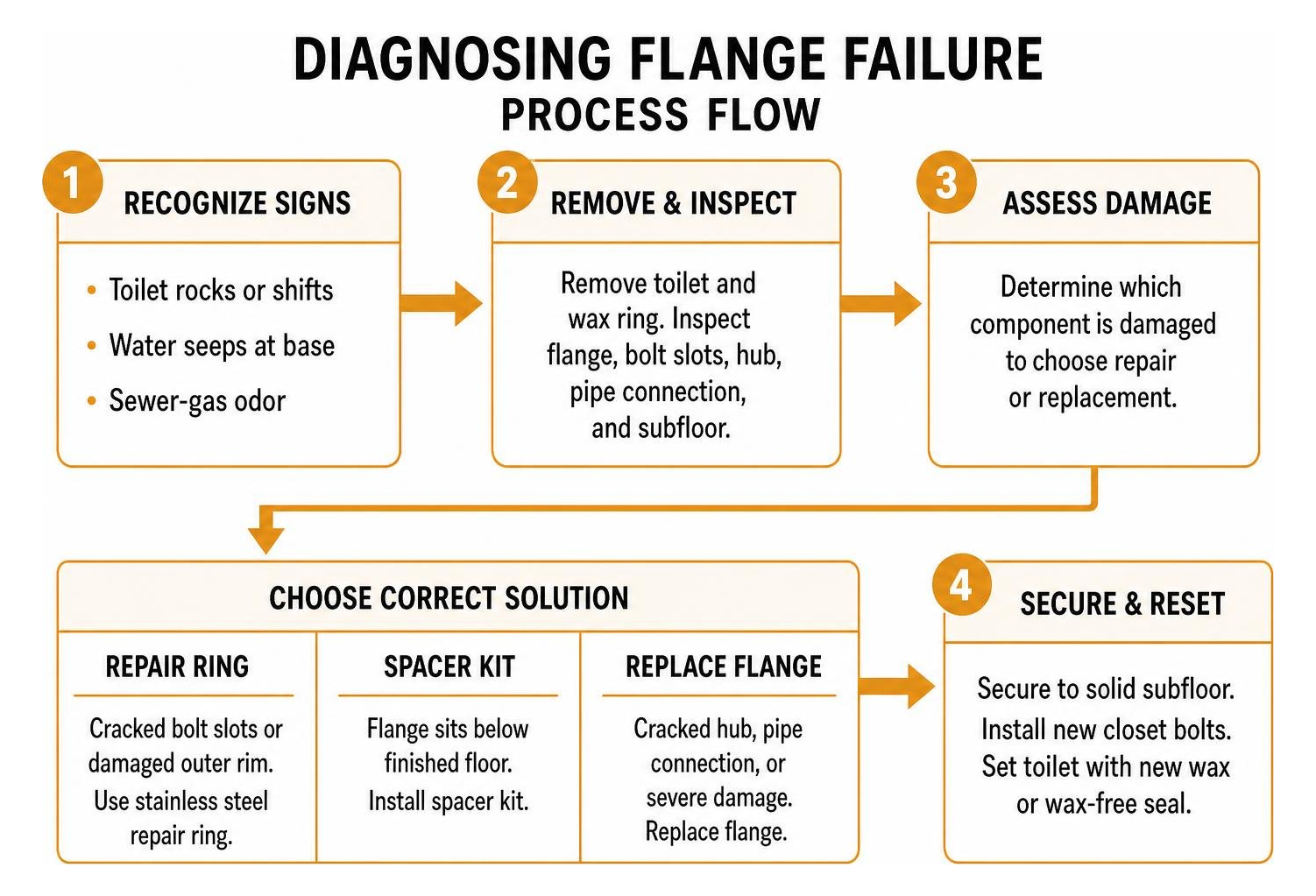 Diagnosing flange failure process flow