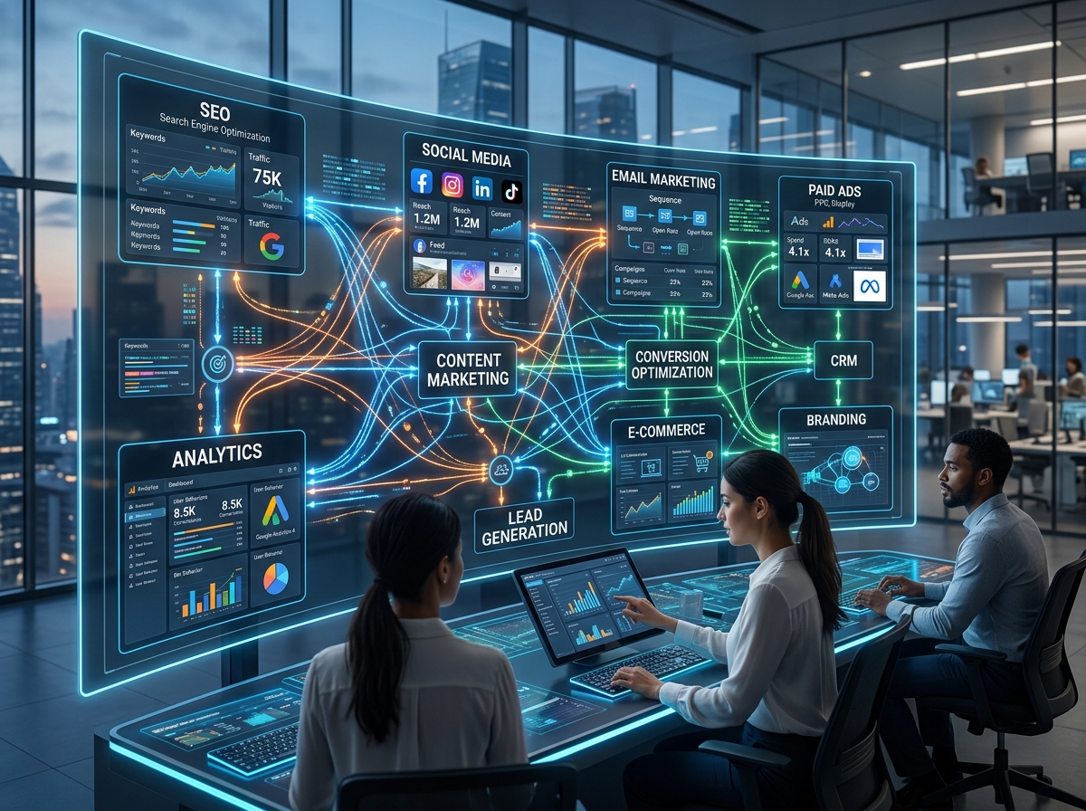 digital marketing ecosystem showing various interconnected channels - ecommerce marketing 101 digital marketing ecosystem showing various interconnected channels - ecommerce marketing 101