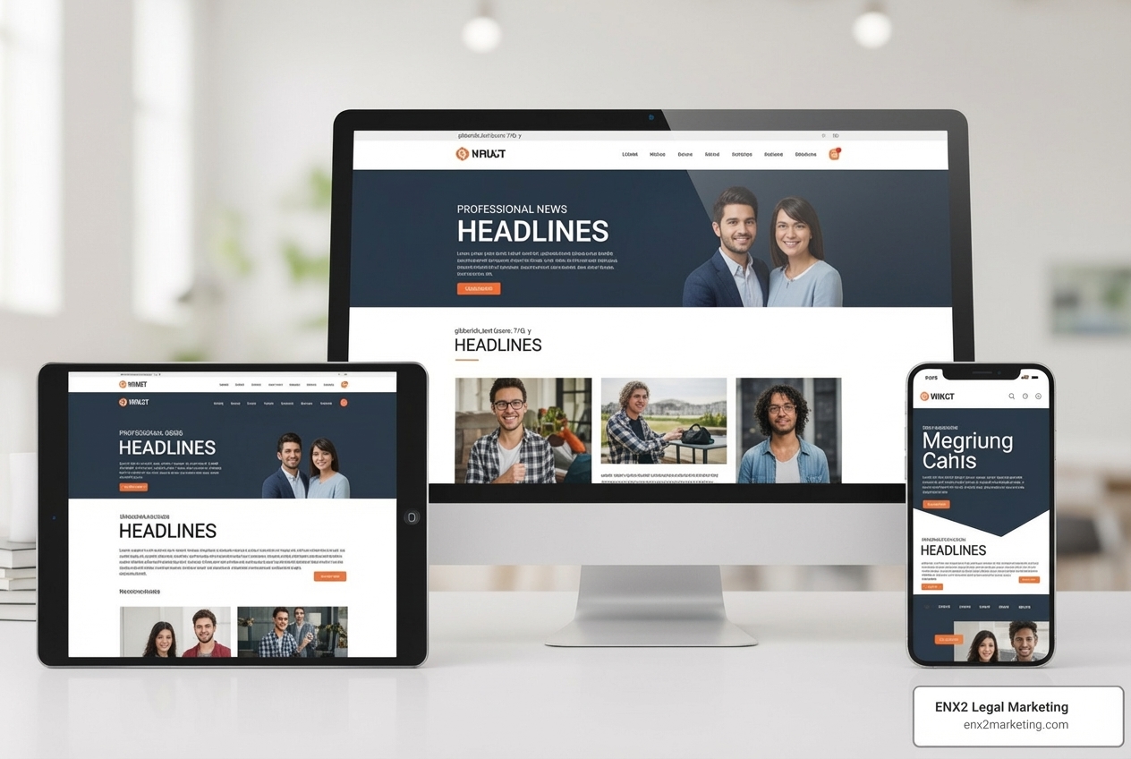 a website's responsive design on a desktop, tablet, and phone - legal website content a website's responsive design on a desktop, tablet, and phone - legal website content