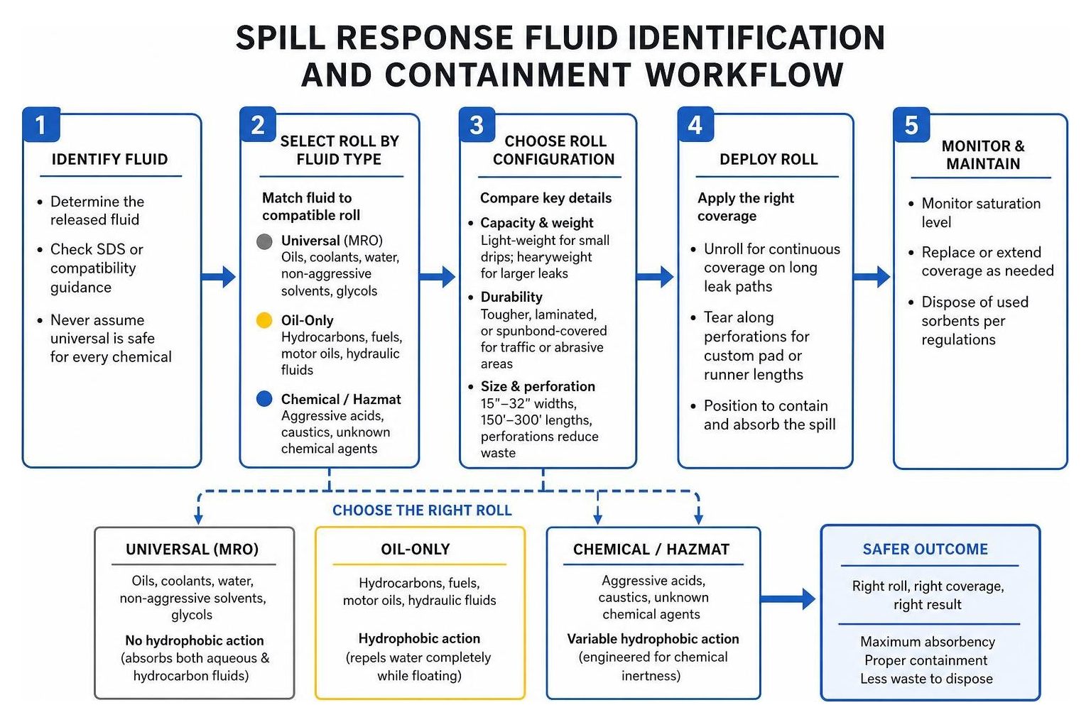 Spill response fluid identification and containment workflow