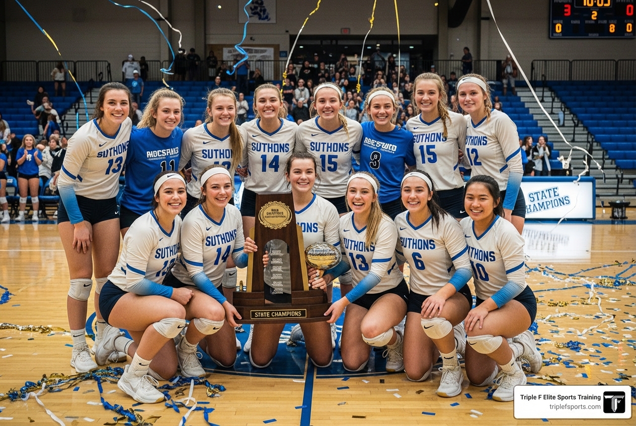 team receiving a state championship trophy - Girls high school volleyball team receiving a state championship trophy - Girls high school volleyball