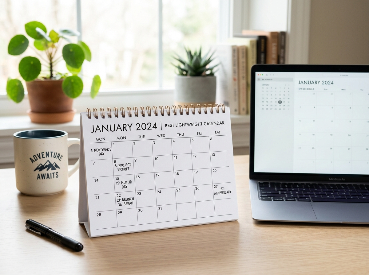 family using a digital wall calendar in a kitchen area - best lightweight calendar 2026