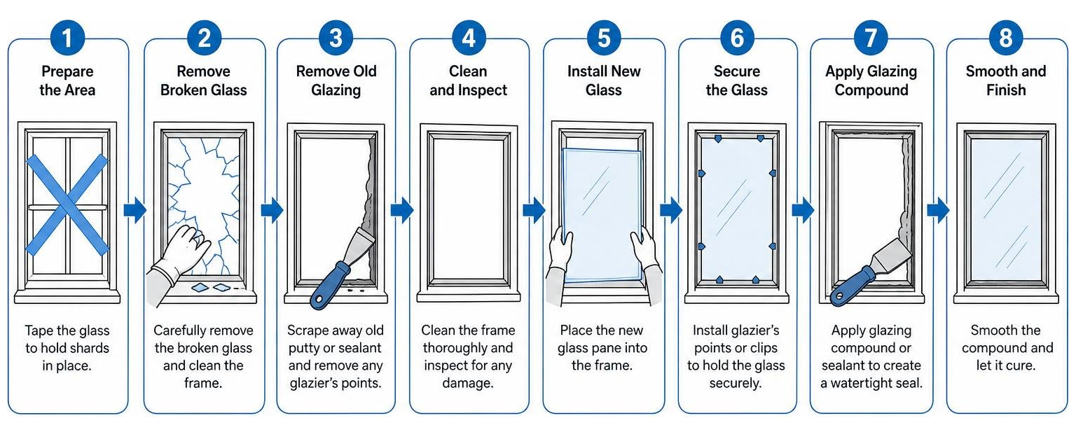 step-by-step window glass replacement process diagram step-by-step window glass replacement process diagram