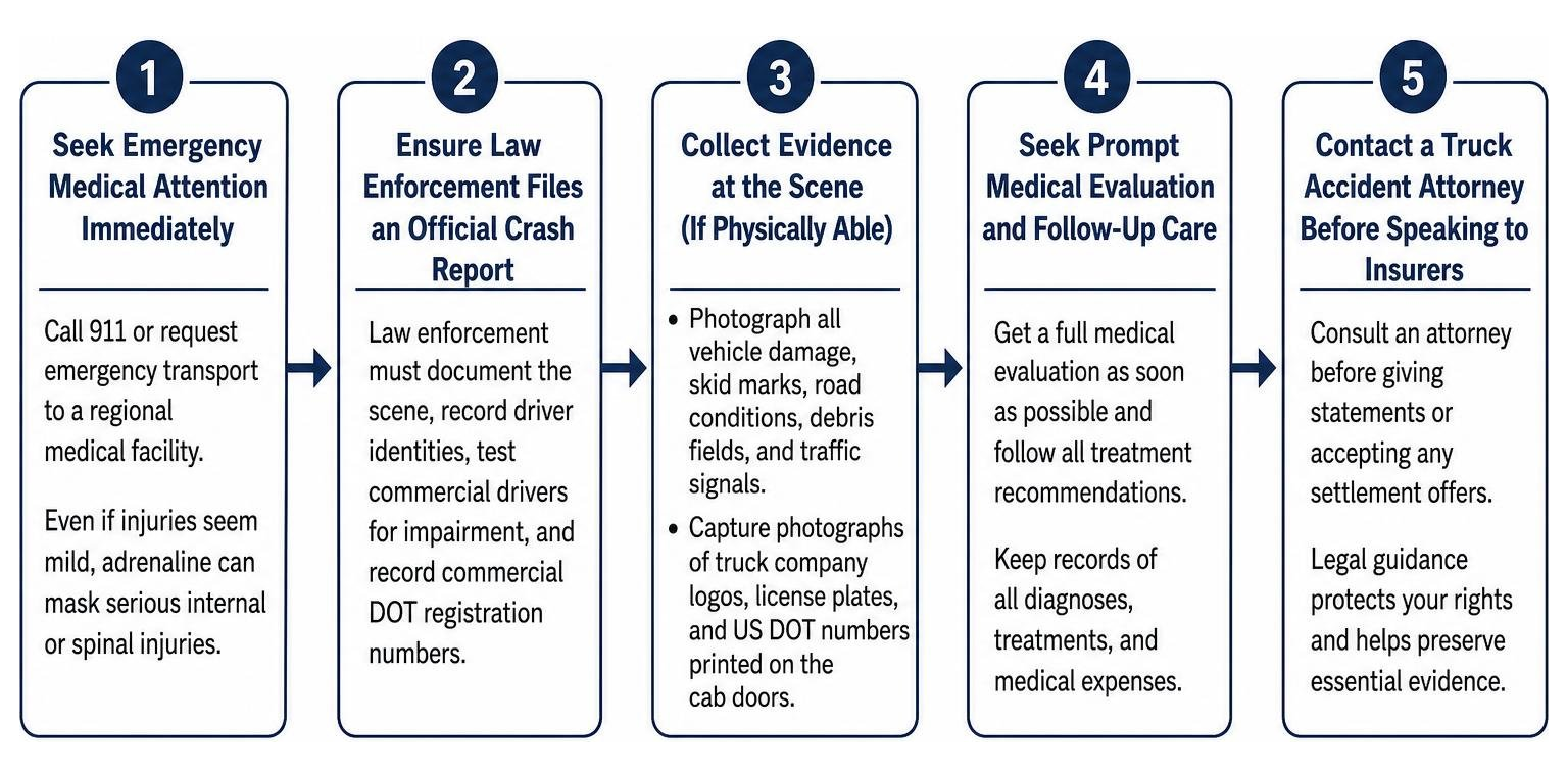 Step-by-step checklist for a Baton Rouge trucking victim following an 18-wheeler collision Step-by-step checklist for a Baton Rouge trucking victim following an 18-wheeler collision