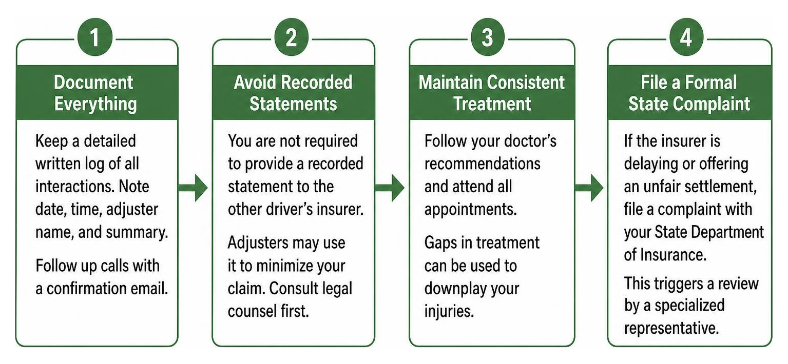 Diagram of the step-by-step process for disputing a delayed or denied insurance claim