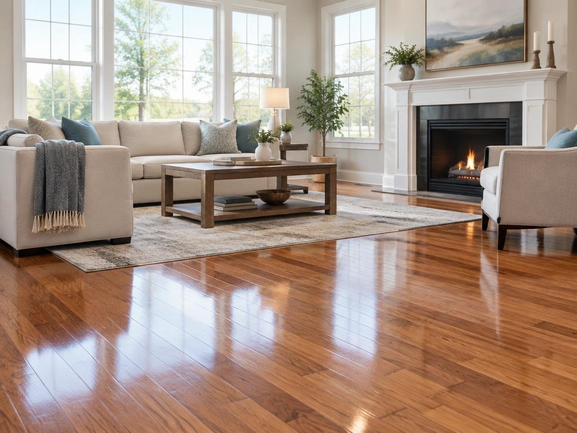 pristine interior hardwood floor under controlled climate