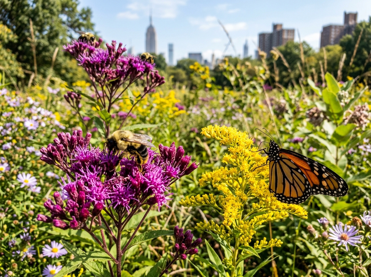 Local New York pollinators on native wildflowers - native New York houseplants