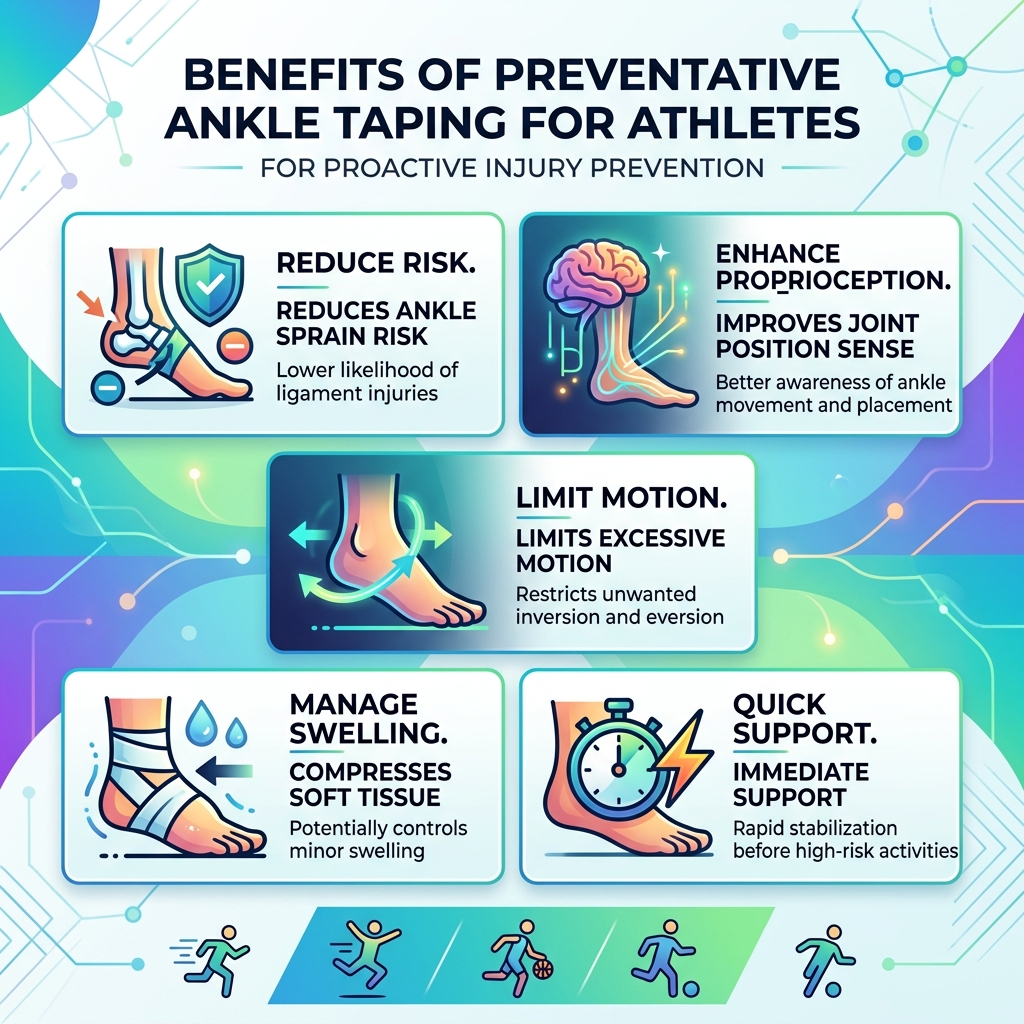 Benefits of preventative ankle taping for athletes infographic - preventative ankle taping infographic Benefits of preventative ankle taping for athletes infographic - preventative ankle taping infographic