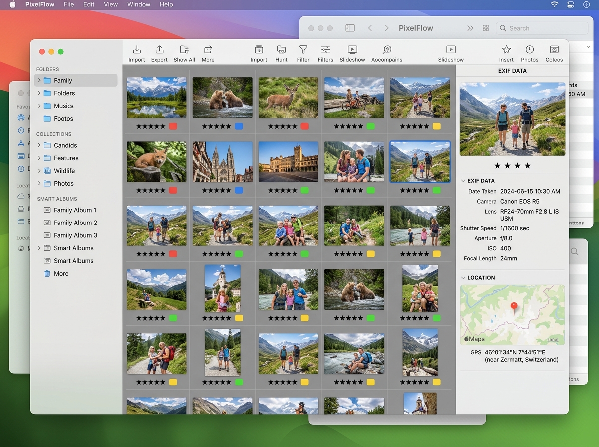 Interface showing metadata tagging and star ratings - free photo management software