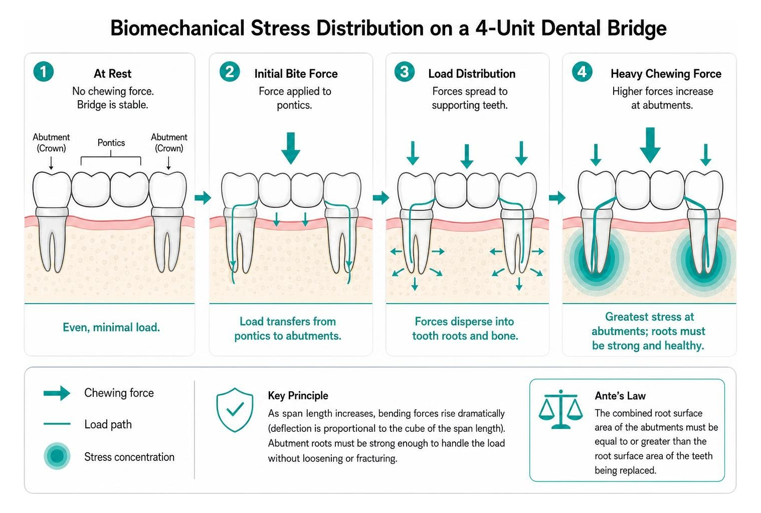 step-by-step biomechanical stress distribution on dental bridge step-by-step biomechanical stress distribution on dental bridge